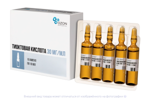 ТИОКТОВАЯ КИСЛОТА конц. д/р-ра д/инф. (амп.) 30мг/мл - 10мл n10 Озон-Атолл-Риф
