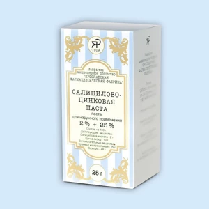 САЛИЦИЛОВО-ЦИНКОВАЯ ПАСТА (бан.) 25г n1 Ярославская фармацевтическая фабрика