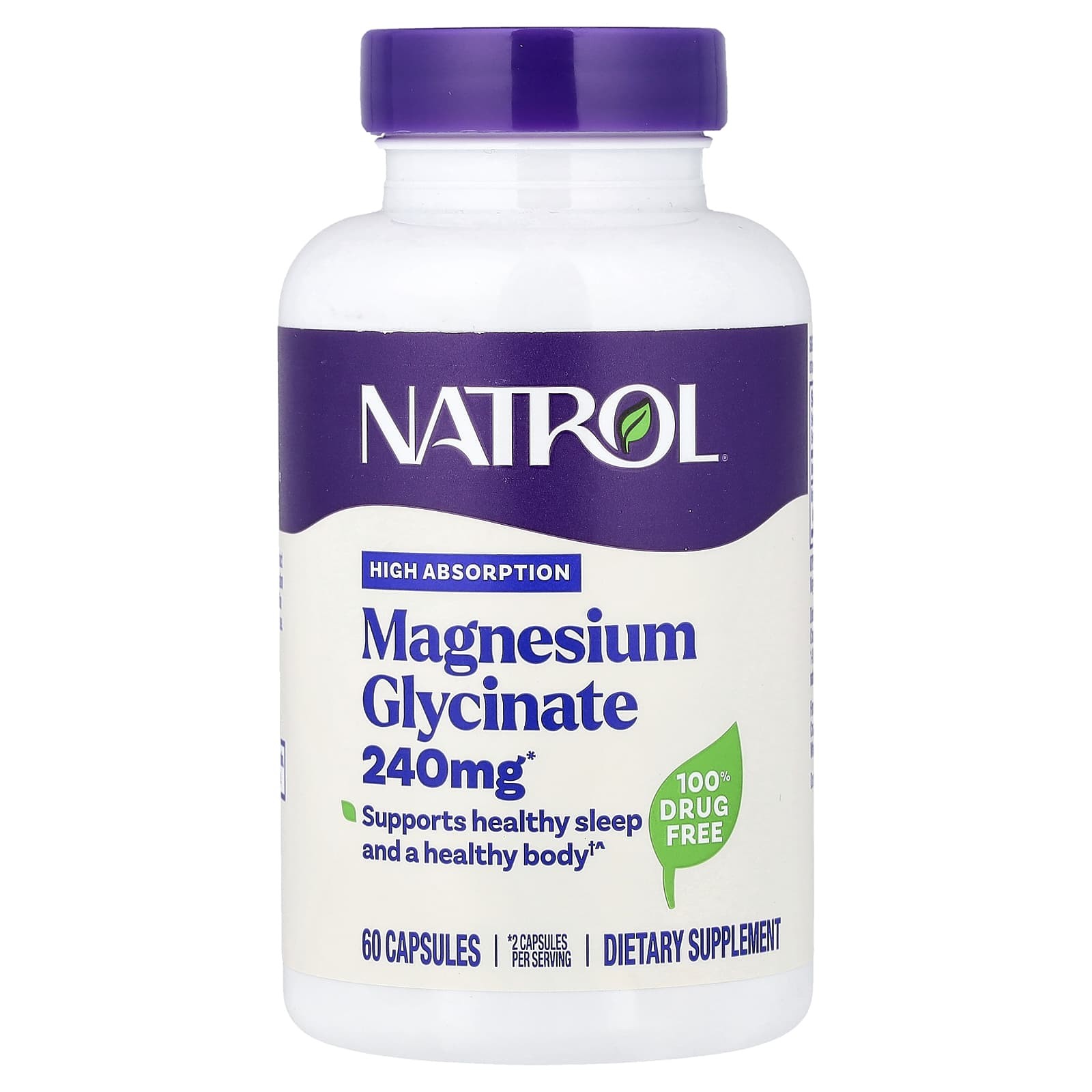 Natrol, Глицинат магния, высокая степень усвояемости, № 60.
